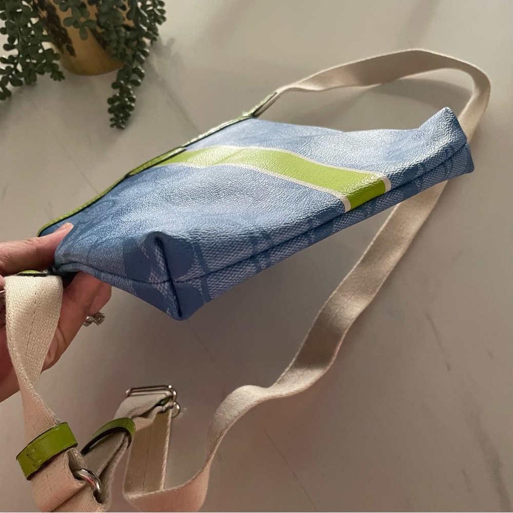 NWT Coach Signature Embossed PVC Shoulder Crossbody Bag Blue Green - Picture 9 of 14